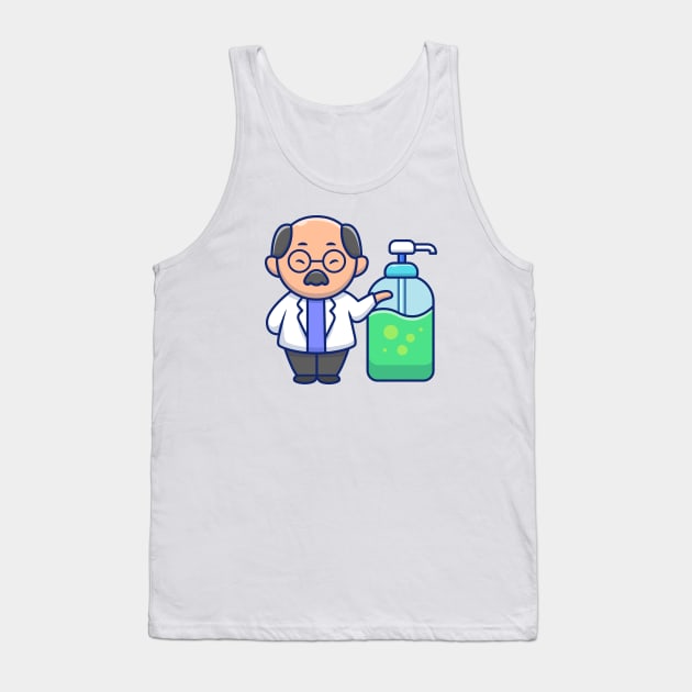 Cute doctor with hand sanitizer cartoon Tank Top by Catalyst Labs